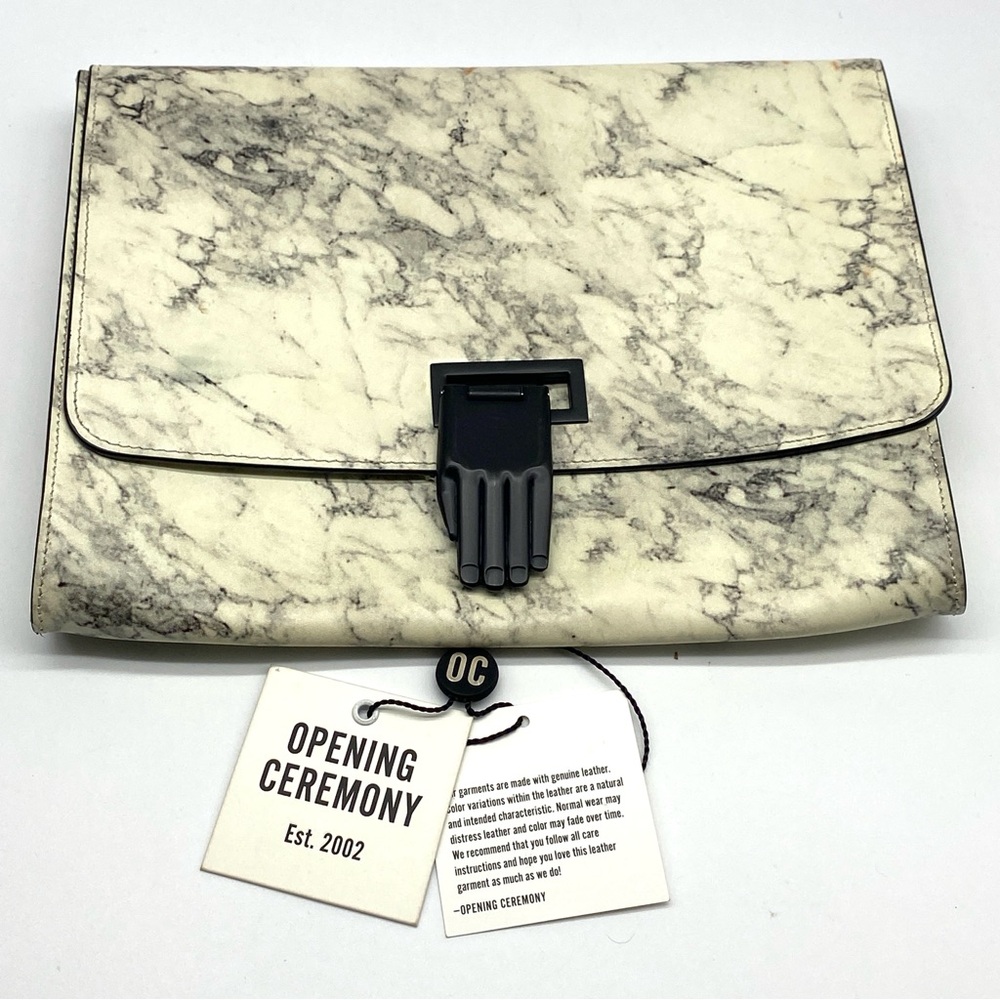 Opening Ceremony Black and White Marble Hand Clutch Wallet Evening Event Bag